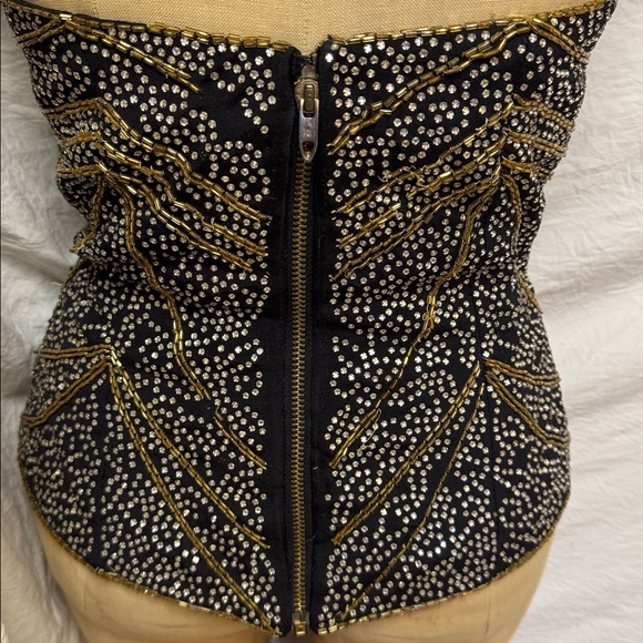Vintage Glamorous Black and Gold Embellished Women's Top - Picture 4 of 5